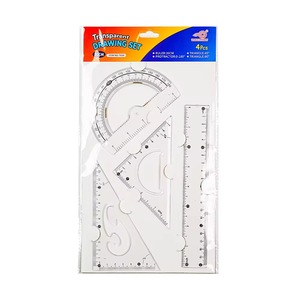 Set di Geometria in Plastica Trasparente Non Pieghevole da 20cm, Righello Triangolare, Goniometro, Kit Righello, Promozione, Forniture Scolastiche e per Ufficio - Product Image 3