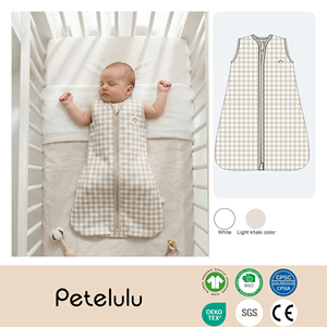 Manta para <span class=keywords><strong>Dormir</strong></span> Tipo <span class=keywords><strong>Saco</strong></span> de <span class=keywords><strong>Dormir</strong></span> sin Mangas para Bebé, Diseño a Cuadros, 100% Algodón, 1.5 TOG, Peso Medio, Tipo Gingham - Product Image 3