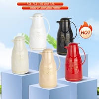 Nueva Llegada, Termo de Café Árabe con Recubrimiento de Vidrio, Jarra de Vacío Negra y Roja para Bebidas Frías y Calientes, con Decoración Floral, Venta al por Mayor, OEM, China