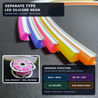 Bande LED néon flexible séparée 6mm 8mm 5V 12V en silicone pour enseignes néon LED personnalisées