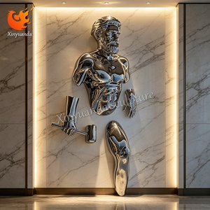 Escultura Decorativa Abstracta de Fibra de Vidrio, Estatua de Figura Femenina Electrochapada de Medio Cuerpo para Decoración de Paredes de Hoteles de Lujo - Product Image 5