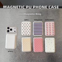 Casing Ponsel Kulit PU Magnetik Kartun Kustom dengan Pelindung 360 Derajat dan Ring Holder Magnetik untuk Ponsel dan Paspor