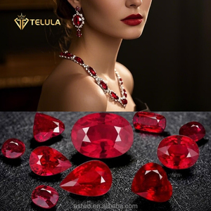 Anillo de Rubí Sintético 5A Starsgem, Rubí Pulido Color Sangre de Pichón, Gema Suelta Redonda Ovalada, Rubí Cultivado en Laboratorio - Product Image 5