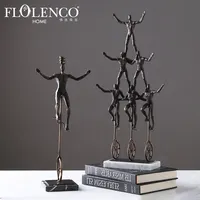 モダンなブラックレジンアクロバット彫像装飾品鋳鉄金属彫刻家の装飾