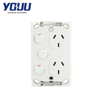 YOUU OEM/ODM pabrik SAA Australia 10A stopkontak dinding listrik ganda 2 Outlet AC titik daya vertikal putih/hitam/perak
