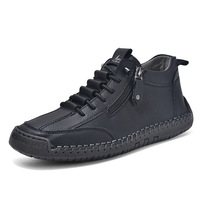 Chaussures décontractées pour hommes en cuir PU, collection Printemps-Automne 2025, style rétro montantes, pour l'extérieur