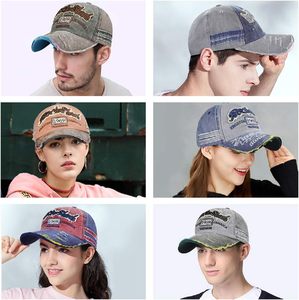 Cappello da sole unisex classico sportivo estivo a 5 pannelli in denim vintage effetto consumato con bordo smerigliato stile rock, regolabile, casual - Product Image 5