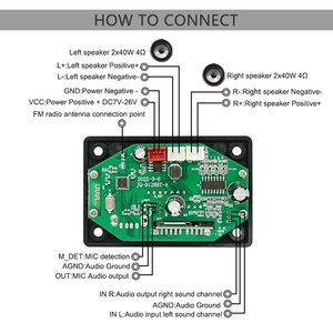 40W+40W DC7V-24V MP3-<span class=keywords><strong>Player</strong></span> <span class=keywords><strong>Bluetooth</strong></span>-Decoder-Verstärkerplatine, <span class=keywords><strong>Bluetooth</strong></span>-Lautsprecher-Schaltkreis USB-Aufnahmegerät - Product Image 2