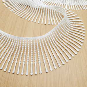 Borla blanca con flecos, 100% algodón, encaje decorativo para vestido de novia, tela nupcial, manualidades, bricolaje - Product Image 1