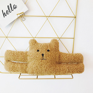 Tope de puerta de peluche de oso pardo con forma de dibujos animados, de montaje en suelo, de goma, antipinzamiento, protector para habitación de bebés y niños - Product Image 1