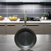 Ensemble de casseroles et poêles antiadhésives en acier inoxydable 304 triple couche, motif nid d'abeille gravé des deux côtés, pour cuisinière à induction et gaz