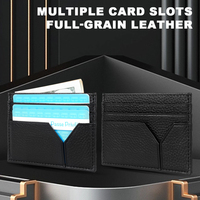 Nouveau Portefeuille Porte-Cartes Court en Cuir Véritable Écologique Style Normcore/Minimaliste, Sac à Main Designer Noir pour Hommes