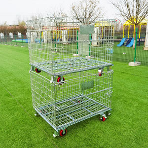 Cesta de carretilla elevadora de alambre de transporte personalizada industrial plegable desmontable jaula contenedores de alambre plegables - Product Image 4