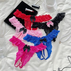 Lingerie sexy en perles, culotte à entrejambe ouvert pour femmes, dentelle transparente, string érotique - Product Image 2