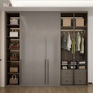 SUOFEIYA Beispiel Schlafzimmer hängen Organizer Aluminium rahmen Glastür Kleider schrank Schrank Design Bilder