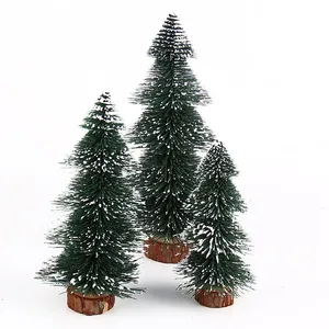 15 شجرة عيد الميلاد الصغيرة الجديدة مغموسة في الثلج شجرة الباغودا زخارف سطح المكتب زينة عيد الميلاد