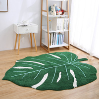 Tapis de sol anti-dérapant en polyester imprimé en forme de feuille nordique, tapis de sol floqué pour la décoration de la maison