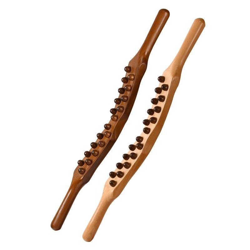 20 Beads Rolling Pin Universal Back Needle Massage Tendons Beech Wood  Scraping Stick Point Treatment Guasha Relax Therapy Tool