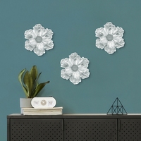 Décoration murale florale 3D en résine de style européen rétro, or/argent/blanc, lavable, pour mariage, décoration intérieure, salon