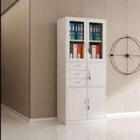 Meubles de bureau en acier durable Homniture, armoire de classement en métal avec porte en verre, 3 tiroirs