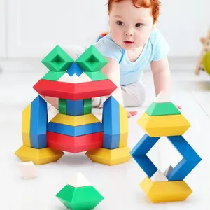 Kebo ilginç 3D bulmaca istifleme eğitim STEM oyuncaklar okul öncesi öğrenme yaratıcı çocuklar hız küp piramit yapı taşları