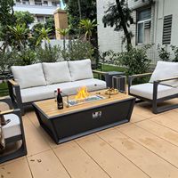 Table de foyer extérieur au propane rectangulaire moderne pour la cour, foyers élégants pour le divertissement en plein air