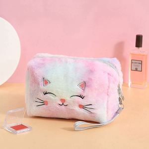 Free Sample Hot selling embroidery custom logo cute faux fur makeup storage <b>bag</b> <b>fluffy</b> cosmetics toilet <b>bag</b> - Product Image 4