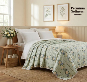 Edredón Moderno Lavable de Algodón con Estampado Floral, Ligero y Acolchado, para Hogar, Hotel y Venta al por Mayor - Product Image 6