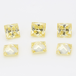 Vente en gros d'usine, pierres de zircone cubique de qualité 5A, taille princesse carrée, couleur jaune clair, pour la fabrication de bijoux - Product Image 4