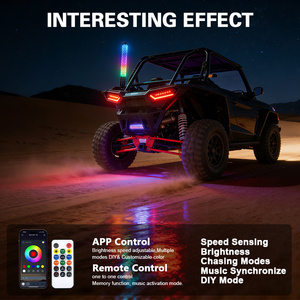 APP Uzaktan Kumandalı Spiral RGB Kovala-Cağırma Işıklı Anten 1/2/3FT <span class=keywords><strong>2.2</strong></span> İnç Kalın Kırbaç Işığı Can-Am Maverick X3 UTV RZR Offroad için - Product Image 4