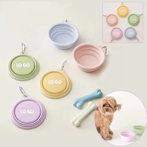 Comedero y Bebedero Plegable de Silicona para Gatos y Perros, Color Macaron, con Logotipo Personalizado, Portátil, Reutilizable, Doble - Product Image 2