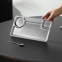 Assiette à dessert en acier inoxydable 304 avec porte-gobelet et emplacement pour couverts pour le service de gâteaux