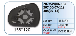 Remplacement de la <span class=keywords><strong>vitre</strong></span> du rétroviseur latéral de la voiture pour <span class=keywords><strong>PEUGEOT</strong></span> 207 (2006-2013) 207 CC (2007-2011) 207 SW(2006-2013) <span class=keywords><strong>308</strong></span>(07-13) - Product Image 2
