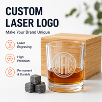Verres à whisky ronds sans plomb personnalisables par gravure laser et ensemble de pierres à whisky avec boîte en bois – Fabricant Shunstone