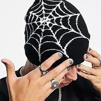 Rahat Net desen örme şapka Y2K kadın erkek bere kap Hip Hop kış sıcak Web kasketleri kafatası kap