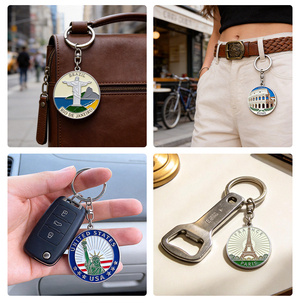 Porte-clés ronds en émail dur en gros, breloques touristiques en cloisonné souple, souvenirs, cadeaux emblématiques, usine certifiée pour grandes marques - Product Image 5