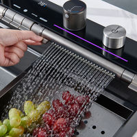 Évier de cuisine intelligent en acier inoxydable SUS304 de haute qualité avec robinet cascade, très vendu