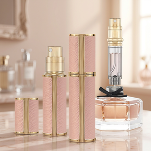 Mini 5ml Luxury Leather/Glass/Metal Screen Printed Custom Logo Essential Oil Perfume Atomizer Pump Sprayer Bottles Customizable - Product Image 2