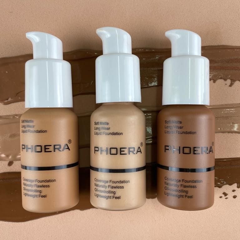 Phoera-base mate impermeable, para piel oscura, cobertura completa, maquillaje