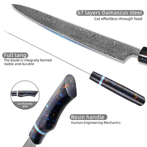 Küchenmesser-Set japanisches VG10 Damaszener Stahl-Chefmesser professionelles Volltang-Schneidemesser Santoku Dienstprogramm Harzgriff