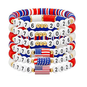 Nouveau Bracelet du 250e Anniversaire de l'Indépendance des États-Unis 2026, Bracelet Empilable Perlé Rouge Blanc Bleu Drapeau Américain, Cadeau Bijou Patriotique - Product Image 5