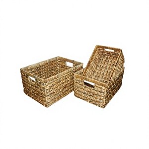 Cestas de Almacenamiento de Alta Calidad en Oferta, Rectangulares, de Jacinto de Agua Natural, con Asas, Organizador Rústico Multiusos - Product Image 6
