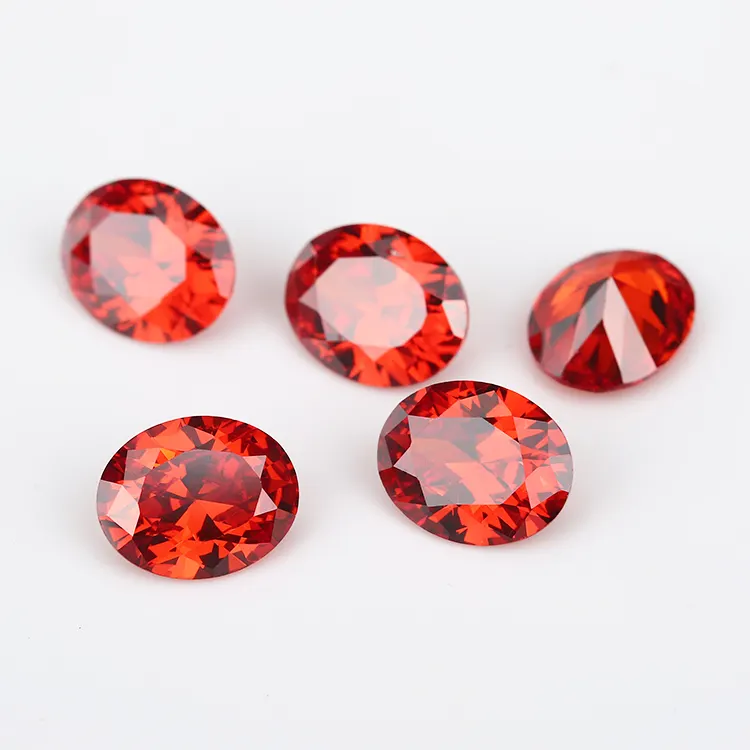 Ovale Vorm Synthetische Edelsteen Kubieke Zirkoon 4*6mm-10*12Mm Losse Stenen Oranje Kleur Cubic Zirkoon Voor Make populaire Sieraden