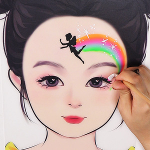 Ensemble de pinceaux professionnels pour peinture faciale en cheveux synthétiques Golden Phoenix, kit de pochoirs réutilisables, autocollants au <span class=keywords><strong>henné</strong></span>, fournitures corporelles 12 pièces - Product Image 5