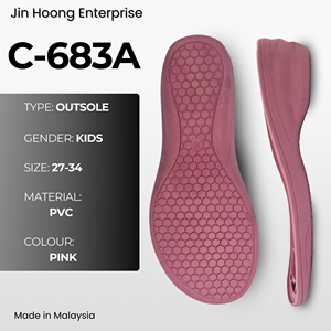 Chaussures légères et durables pour enfants Jin Hoong, antidérapantes, en PVC, semelle extérieure rose C-683A, résistantes à l'eau, épaisseur de 40 mm - Product Image 1