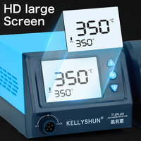 Stasiun Solder Digital KELLYSHUN T12 PLUS dengan Layar Digital, Temperatur Dapat Diatur, Pistol Solder Konstan, Perawatan Ponsel
