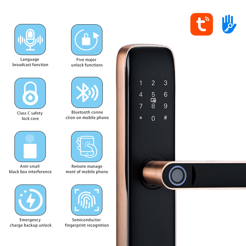 Tuya WiFi Smart Lock Fingerprint Digital Password Aluminum Alloy Handle Security Lock for Steel Apartment Suitable for Home Use · image 4