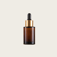 Flacon compte-gouttes en verre ambré prêt à l'emploi, cylindrique, pour sérum de soin, capacité personnalisable 20ml-100ml, couleur personnalisée argent noir