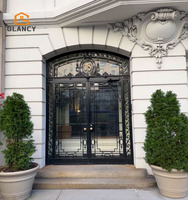 Portes extérieures à double battant en fer forgé, portes de sécurité pour maisons et villas