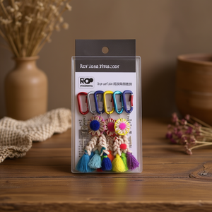 Porte-clés mousqueton tressé style ethnique Angelina, multicolore, en alliage de zinc, 2 par couleur, boîte de 240 pièces - Product Image 2